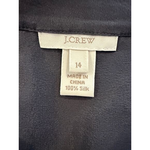 J Crew Silk Ruffled Peter Pan Collar Top Charcoal Gray 14 - Picture 5 of 5